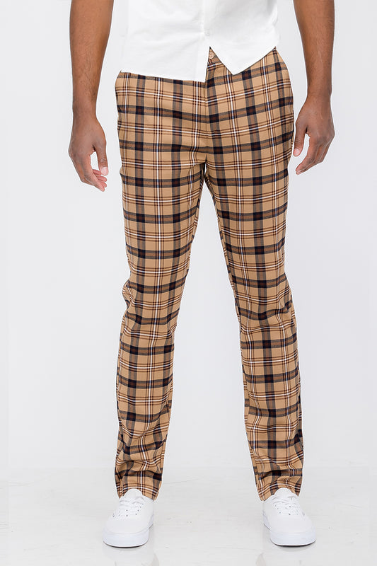Plaid Slim Fit Trousers