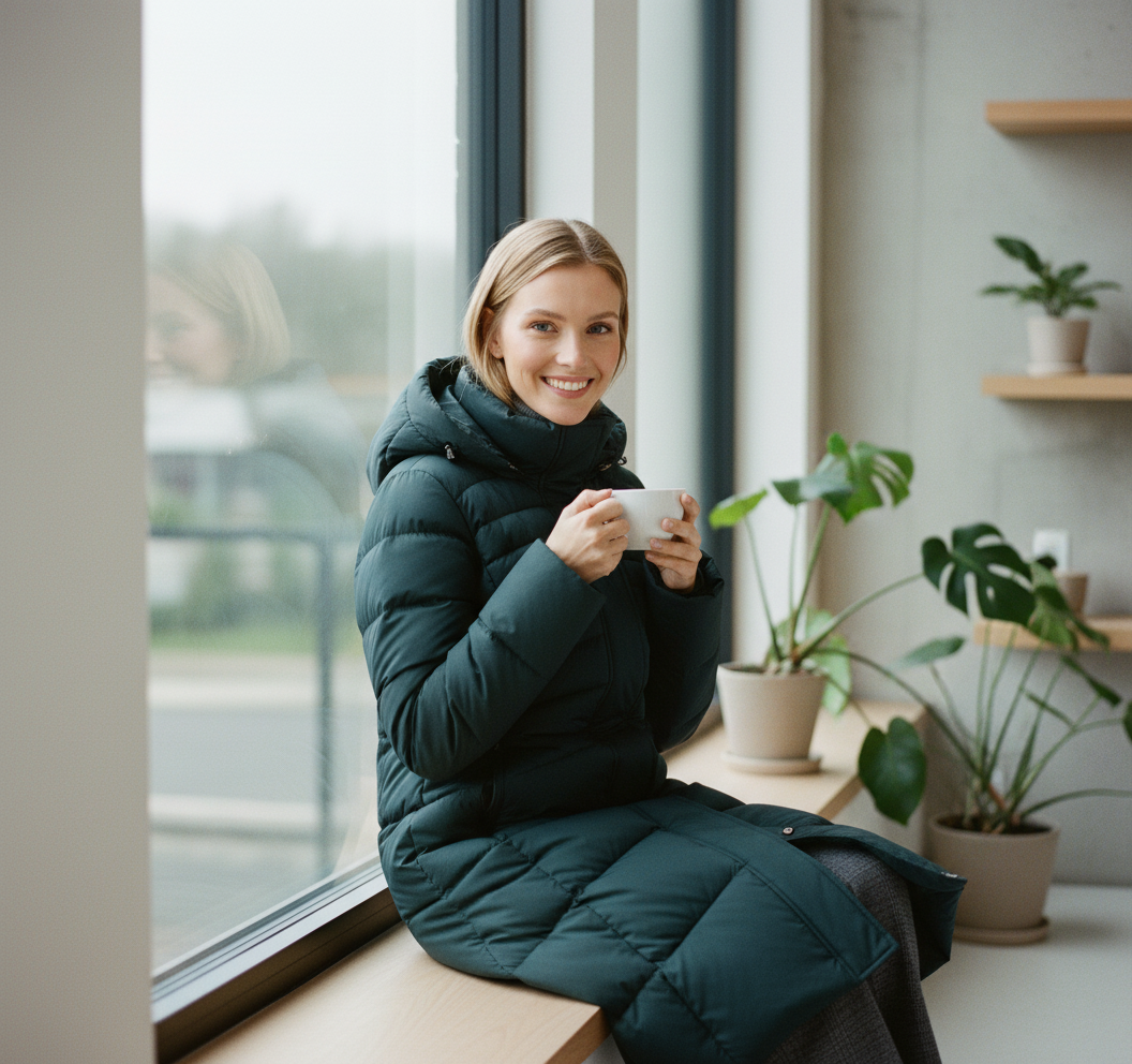 Groen bij raam met koffie - correct