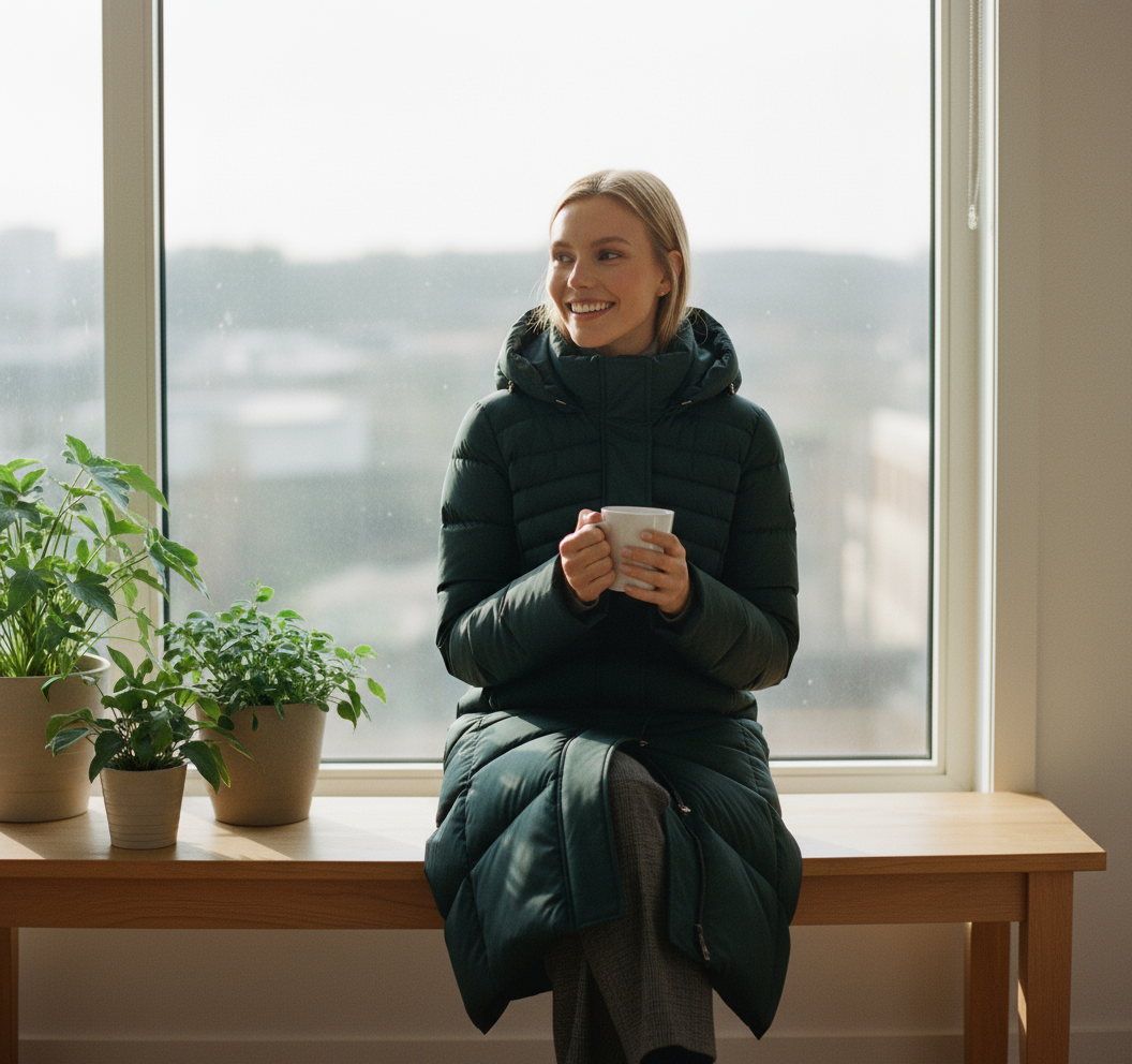 Groen op bank bij raam - correct