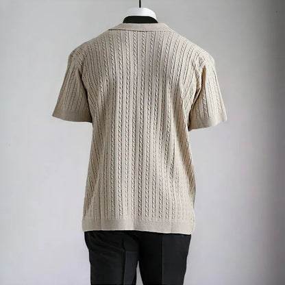 Men's Knitted Button Short-sleeved T-shirt