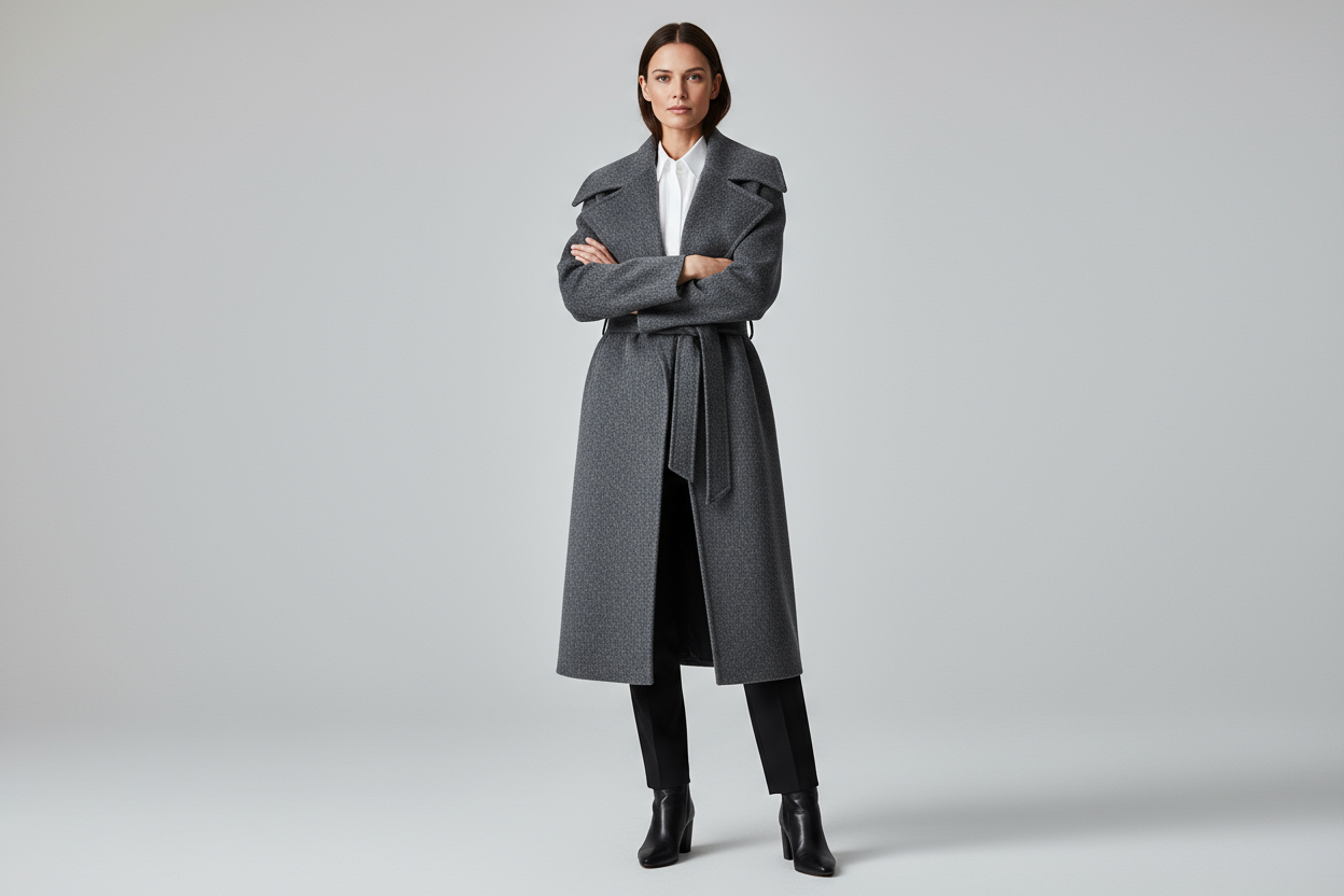 Realistische foto - grijze coat op model