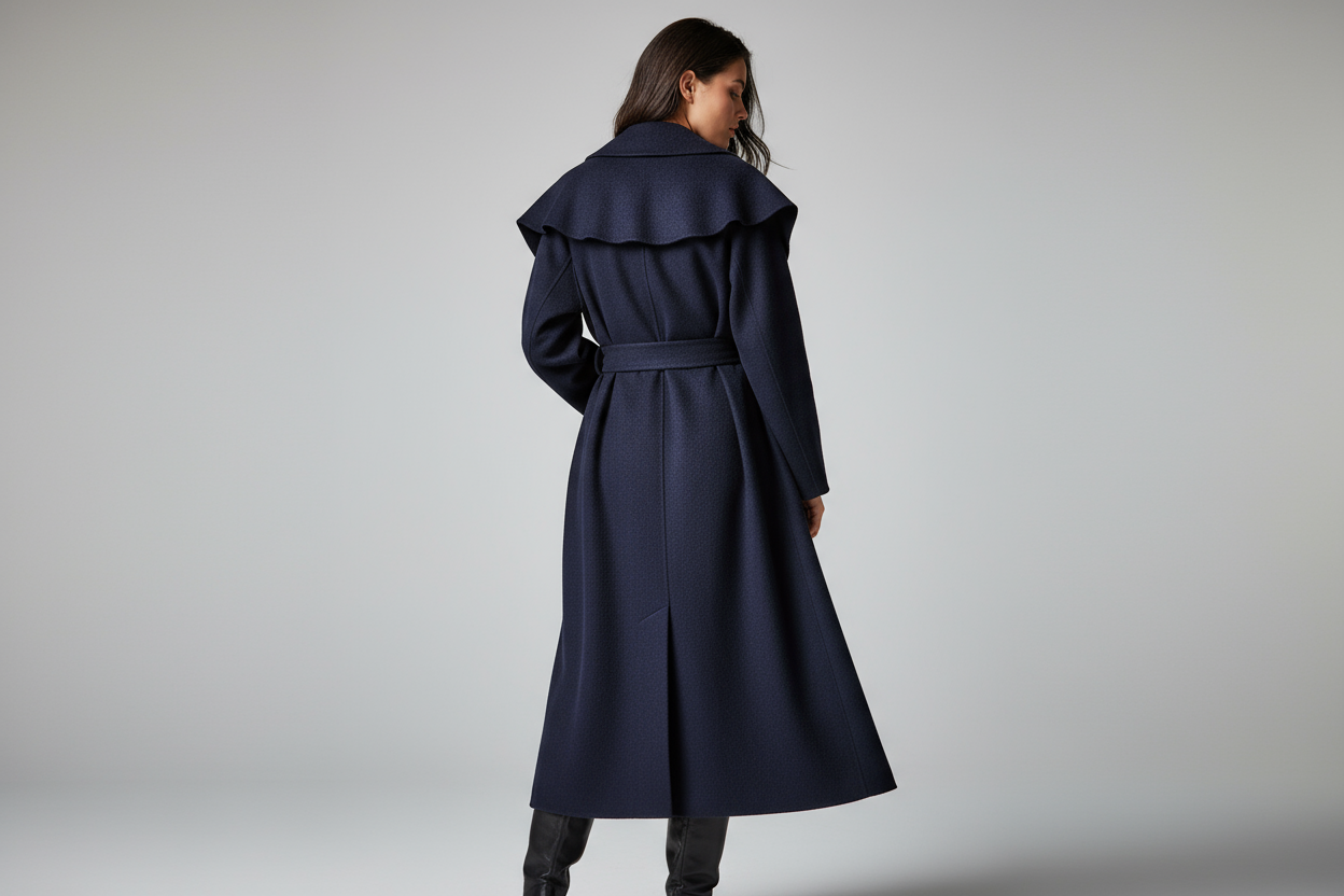 Realistische foto - navy coat achterkant