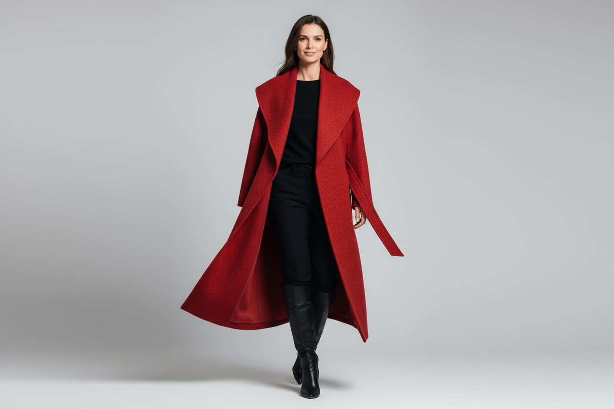 Realistische foto - rode coat op model