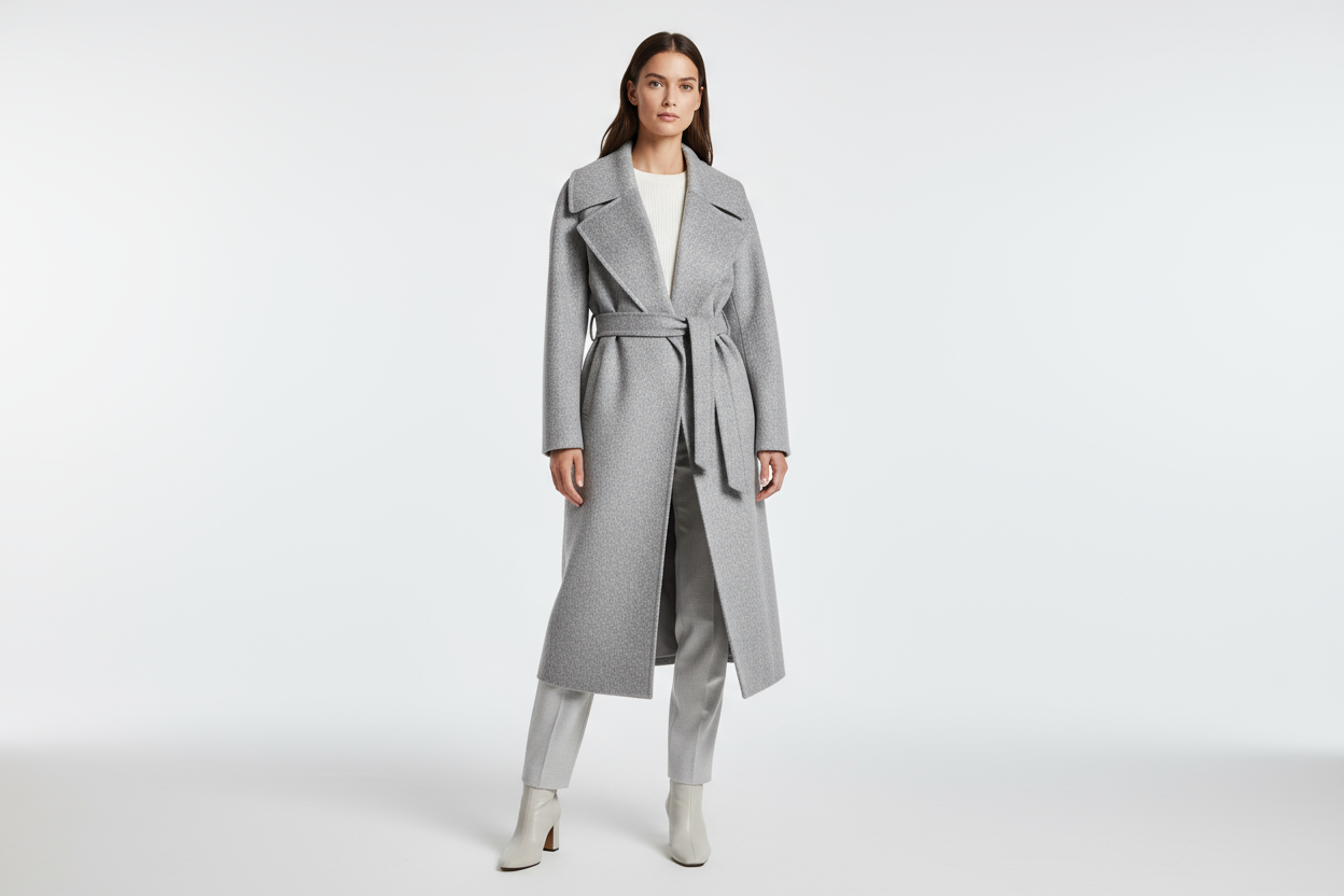 Realistische foto - silver coat op model