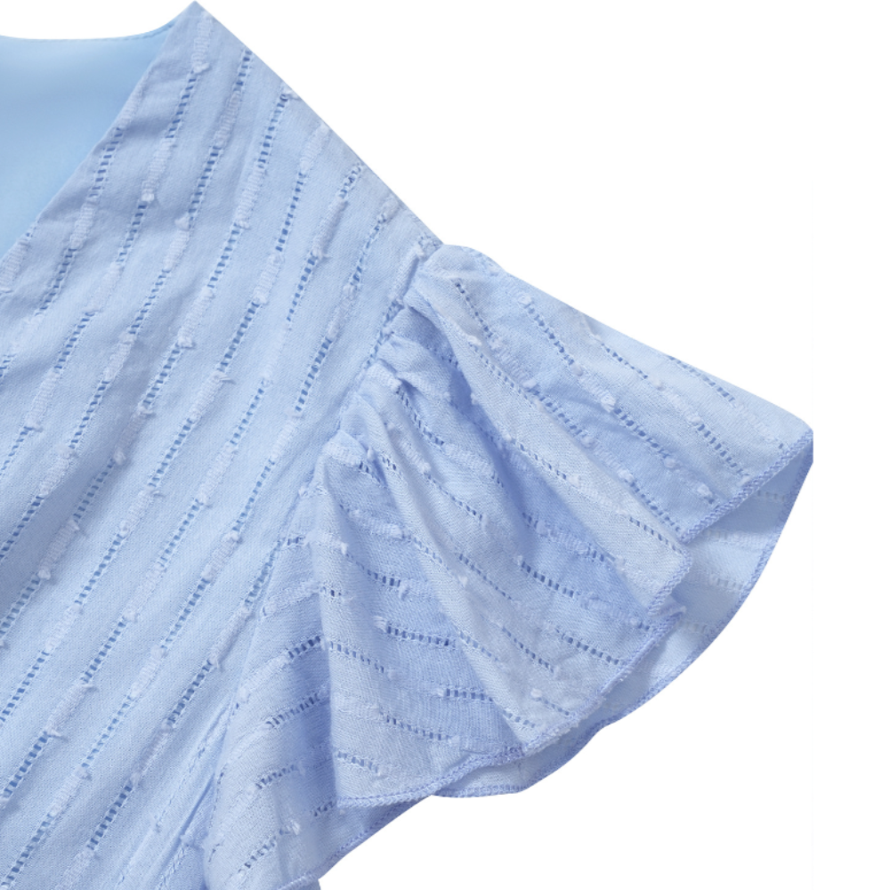 Luchtige Zomerjurk met Elegante V-hals en Subtiele Ruches