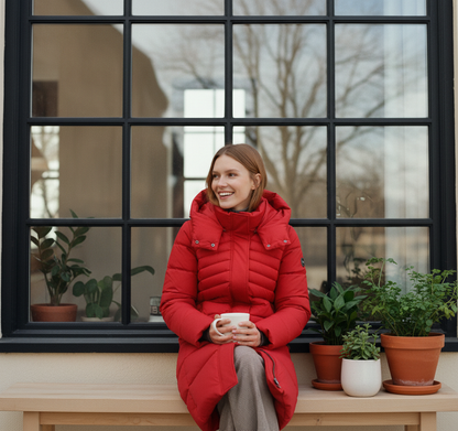 Rood op bank bij raam