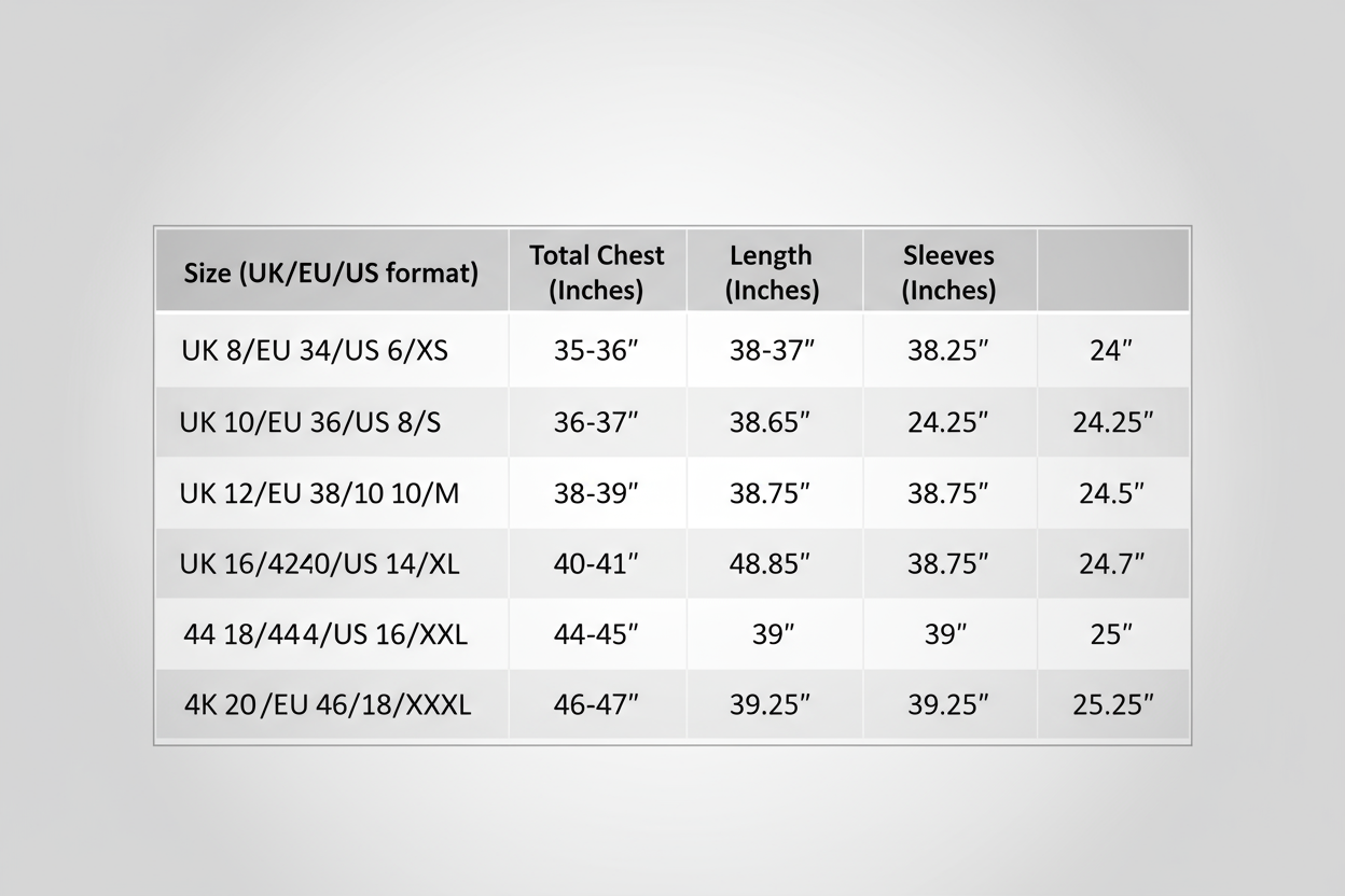 Schone maattabel zonder titel