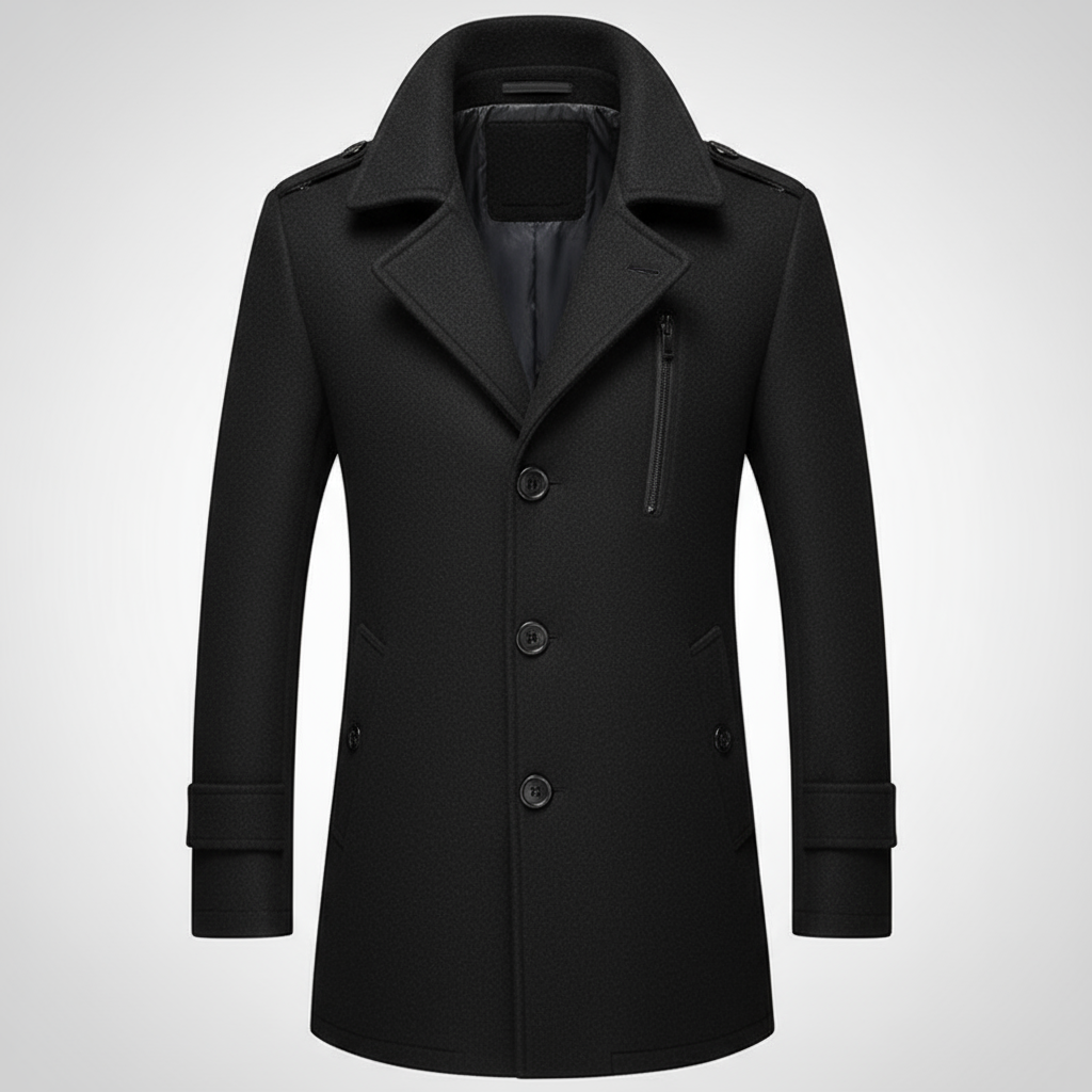 Zwarte peacoat - één rits